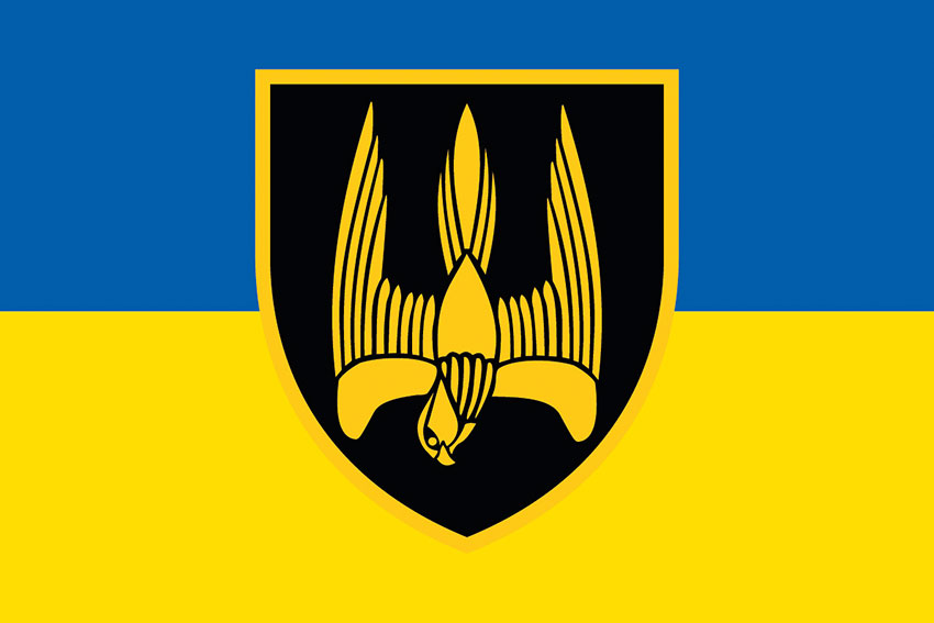 Прапор 46 окремого штурмового батальйона (46 ОШБ) «Донбас» ЗСУ синьо-жовтий