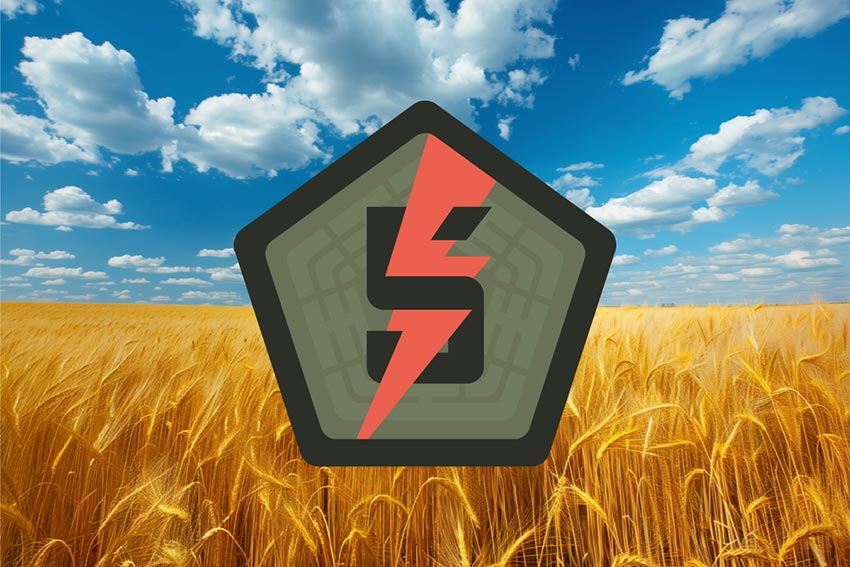 Прапор 5 окремої штурмової Київської бригади (5 ОШБр) пшеничне поле