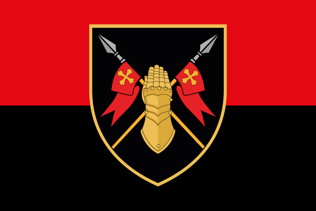 Прапор 5 окремої танкової бригади (5 ОТБр) ЗСУ червоно-чорний