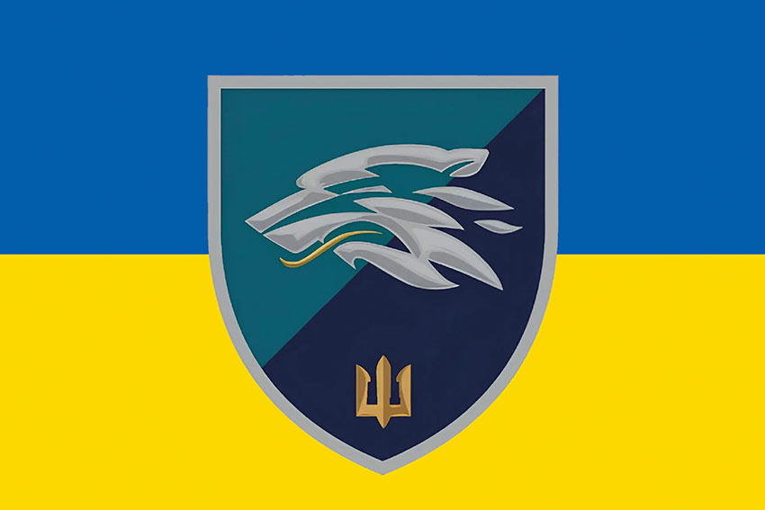 Прапор 503 окремого батальйону морської піхоти (503 ОБМП) ВМС України синьо-жовтий