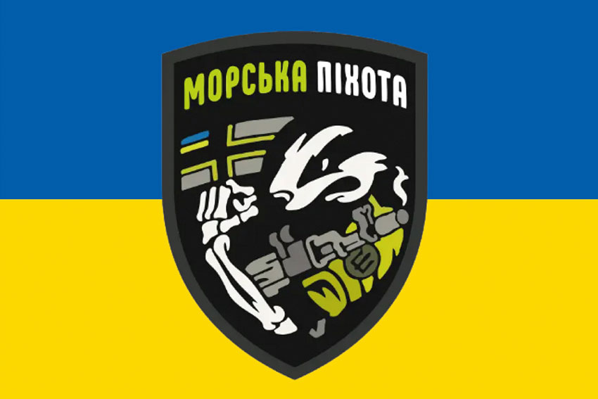 Прапор 503 окремого батальйону морської піхоти (503 ОБМП) ЗСУ синьо-жовтий