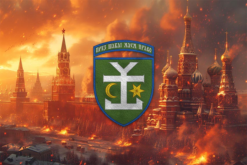 Прапор 54 окремої механізованої бригади (54 ОМБр) імені Івана Мазепи ЗСУ кремль палає