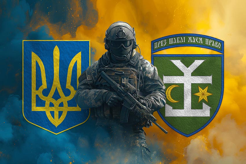 Прапор 54 окремої механізованої бригади (54 ОМБр) імені Івана Мазепи ЗСУ Воїн з гербом України та підрозділу
