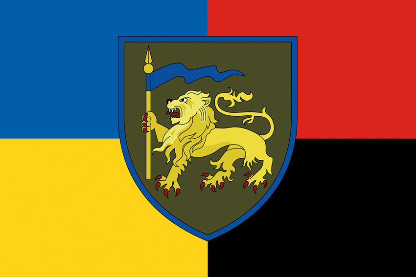 Прапор 60 окремої механізованої Інгулецької бригади (60 ОМБр) ЗСУ жовто-синій червоно-чорний