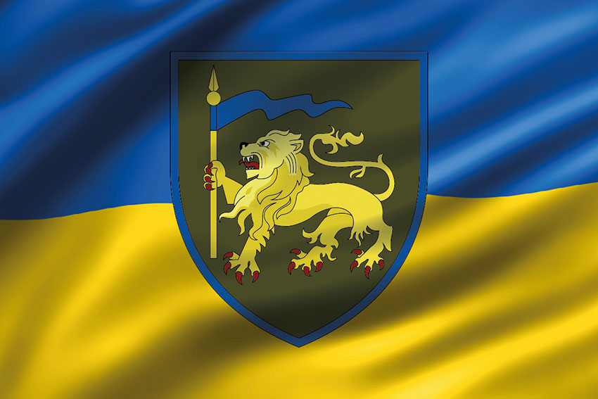 Прапор 60 окремої механізованої Інгулецької бригади ЗСУ 3D синьо-жовтий