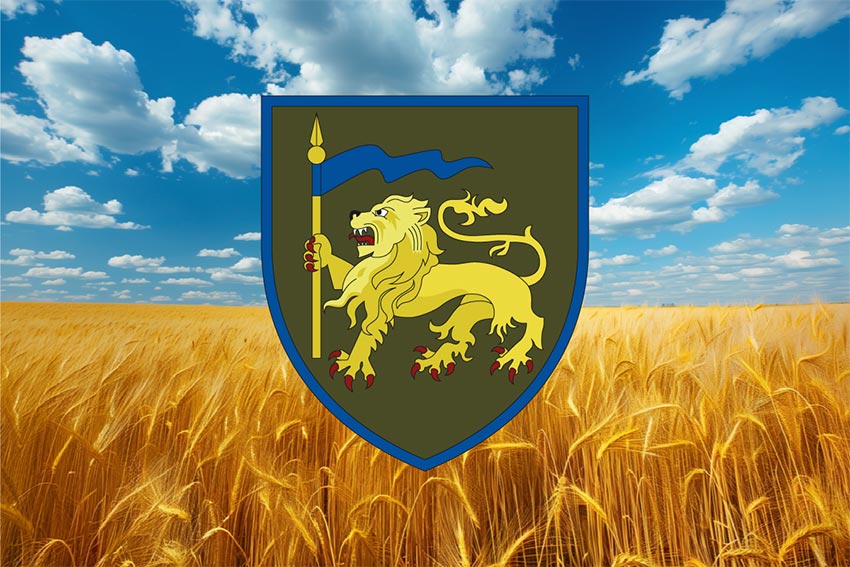 Прапор 60 окремої механізованої Інгулецької бригади (60 ОМБр) ЗСУ пшеничне поле