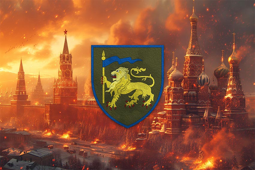 Прапор 60 окремої механізованої Інгулецької бригади (60 ОМБр) ЗСУ кремль палає