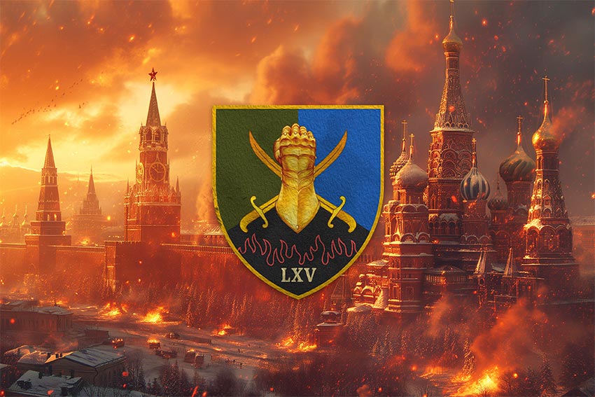 Прапор 65 окремої механізованої бригади (65 ОМБр) ЗСУ кремль палає