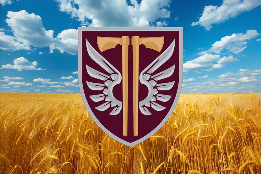 Прапор 77 ОАеМБр ДШВ ЗСУ пшеничне поле