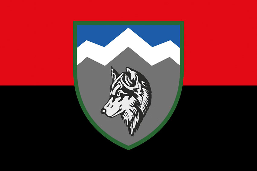 Прапор 8 ОГШБ (окремий гірсько-штурмовий батальйон) ЗСУ червоно-чорний