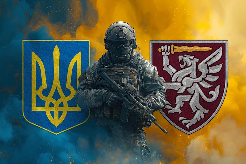 Прапор 80 ОДШБр (окрема десантно-штурмова Галицька бригада) ДШВ ЗСУ Воїн з гербом України та підрозділу