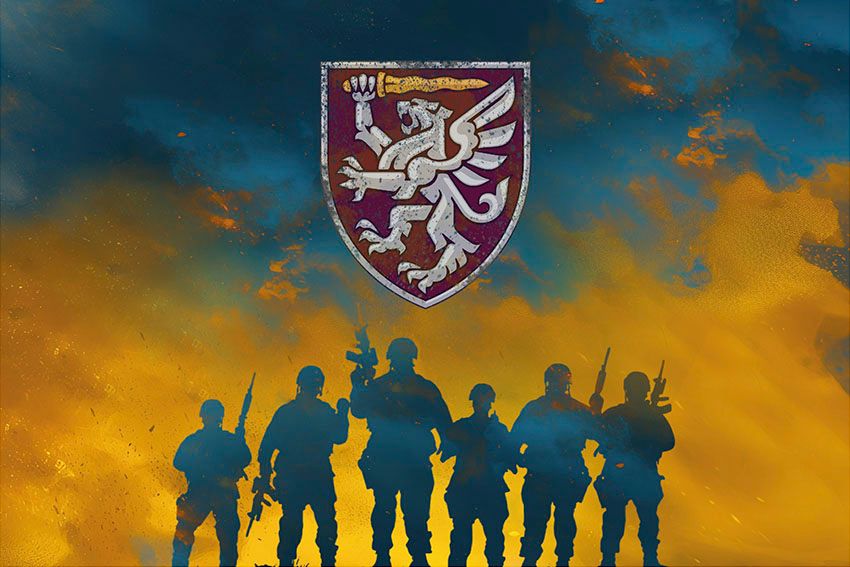 Флаг 80-й отдельной десантно-штурмовой Галицкой бригады (80 ОДШБр) ДШВ ВСУ «Воины света» — сине-желтый