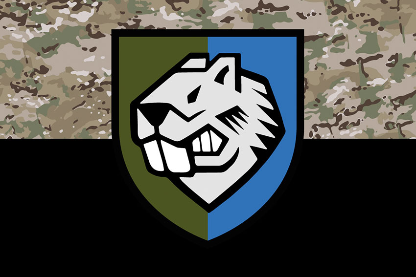 Прапор 808 понтонно-мостового полку (808 ПоМП) ЗСУ камуфляж-чорний