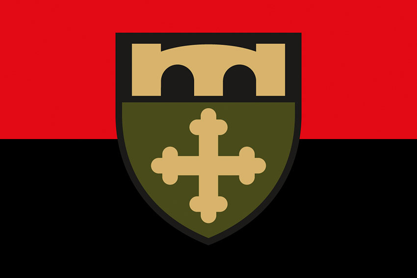 Прапор 91 окремого Охтирського полку оперативного забезпечення (91 ОПОЗ) ЗСУ червоно-чорний