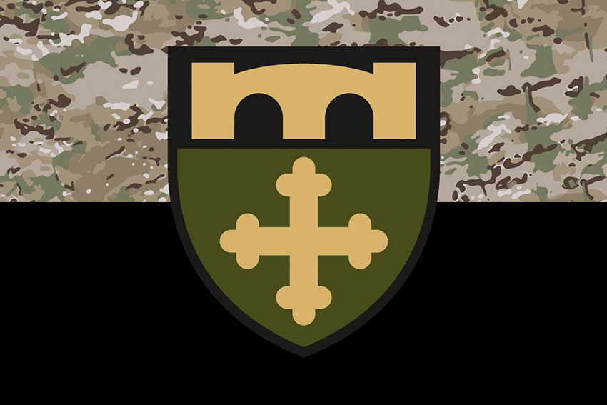 Прапор 91 окремого Охтирського полку оперативного забезпечення (91 ОПОЗ) ЗСУ камуфляж-чорний