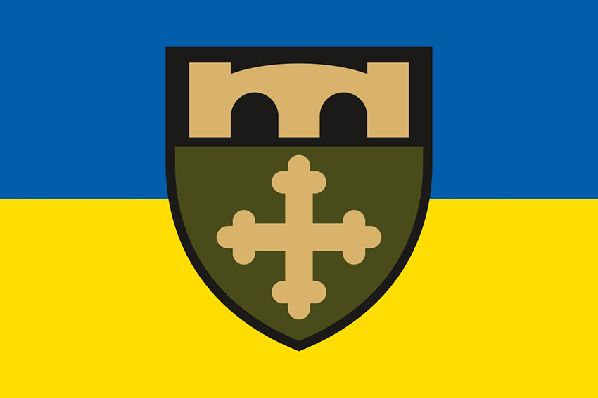 Прапор 91 окремого Охтирського полку оперативного забезпечення (91 ОПОЗ) ЗСУ синьо-жовтий