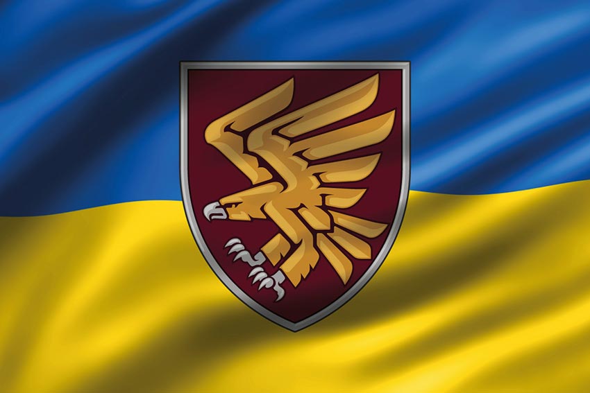 Прапор 95 окремої десантно-штурмової бригади (95 ОДШБр) ДШВ ЗСУ 3D синьо-жовтий