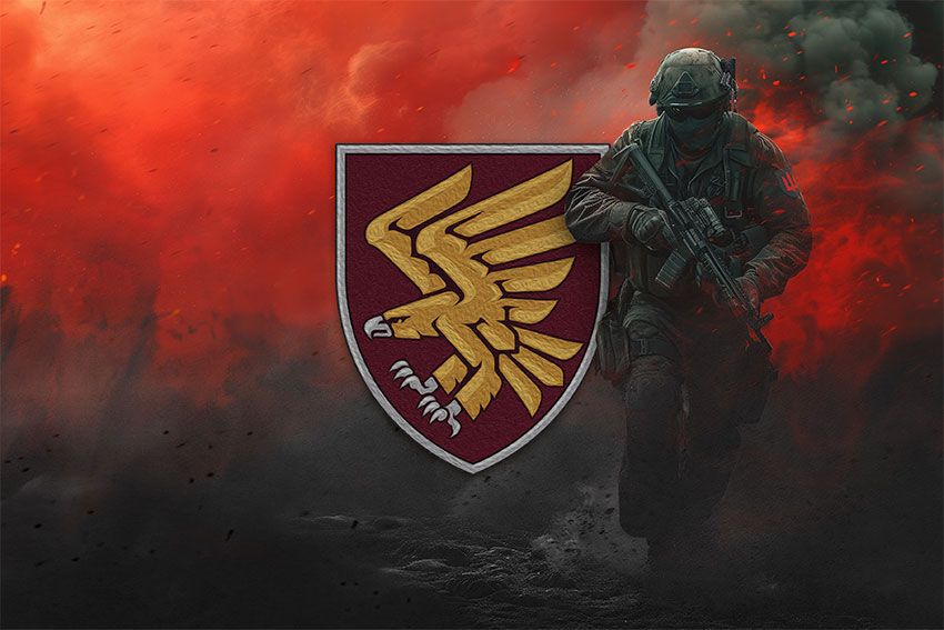 Прапор 95 ОДШБр (окрема десантно-штурмова Поліська бригада) ДШВ ЗСУ червоний світанок