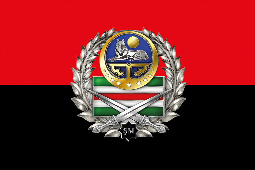 Прапор Чеченського миротворчого батальйону імені Шейха Мансура УДА ЗСУ червоно-чорний