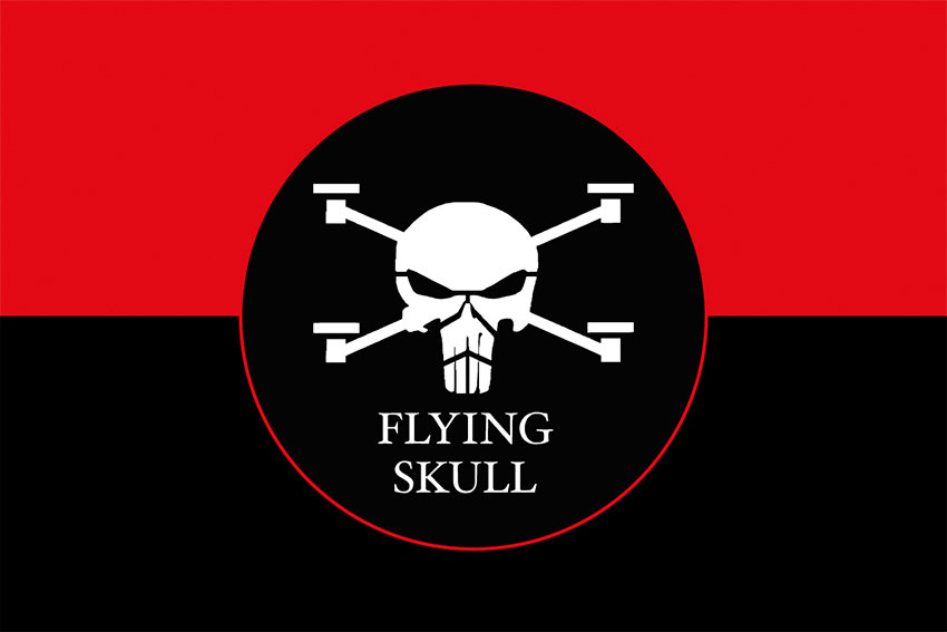 Прапор «FLYING SKULL» червоно-чорний