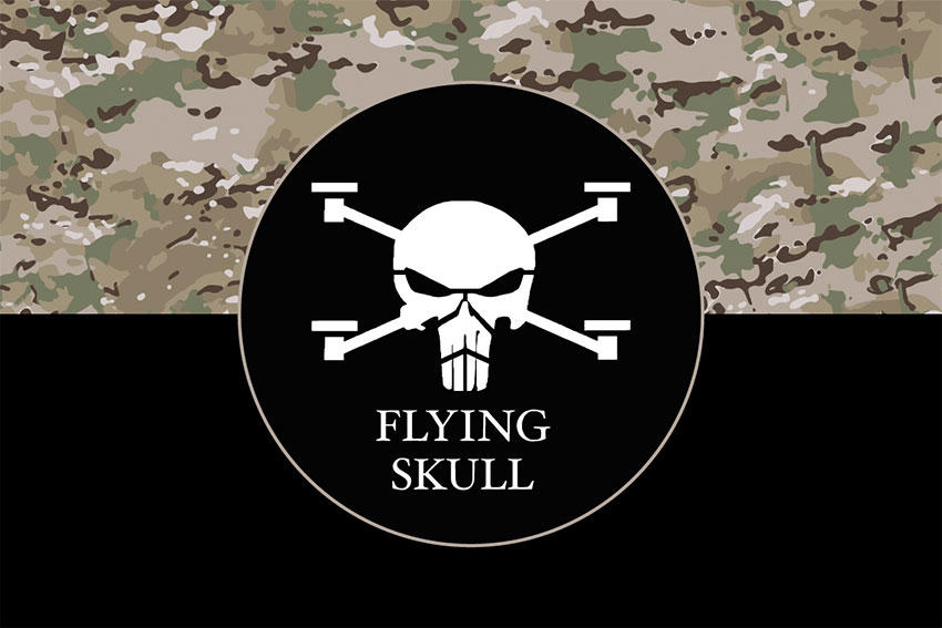 Прапор «FLYING SKULL» камуфляж-чорний
