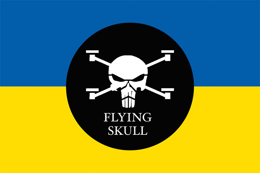Прапор «FLYING SKULL» синьо-жовтий
