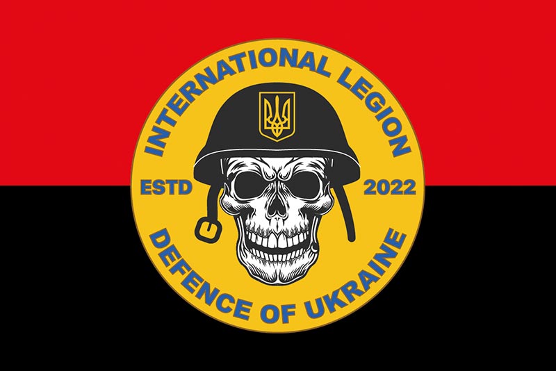 Прапор Інтернаціонального легіону ТРО України червоно-чорний