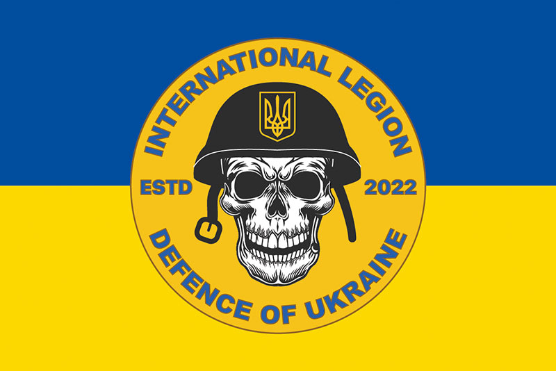 Прапор Інтернаціонального легіону ТРО України синьо-жовтий