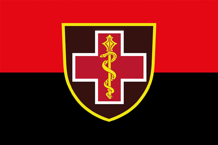 Прапор Командування Медичних сил Збройних Сил України червоно-чорний