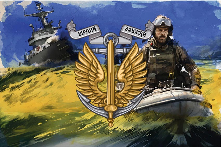 Прапор Морської піхоти України (МП ВМС ЗСУ) «Десант» синьо-жовтий