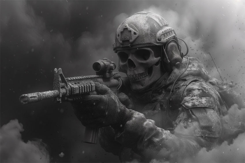 Прапор «Нестримний воїн» чорно-білий