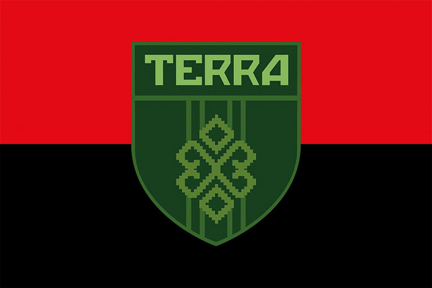 Прапор підрозділу «TERRA» у складі 3 ОШБр червоно-чорний