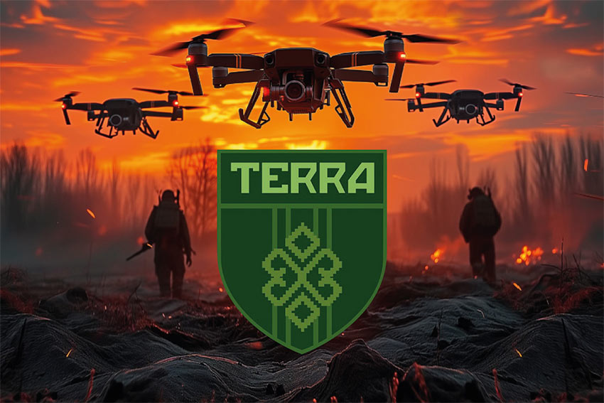 Прапор підрозділу «TERRA» у складі 3 ОШБр дрони