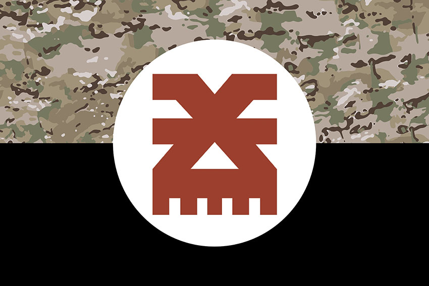 Flag of the Strike UAV Company, 116th Mechanized Brigade, Ukrainian Armed Forces—black camouflage