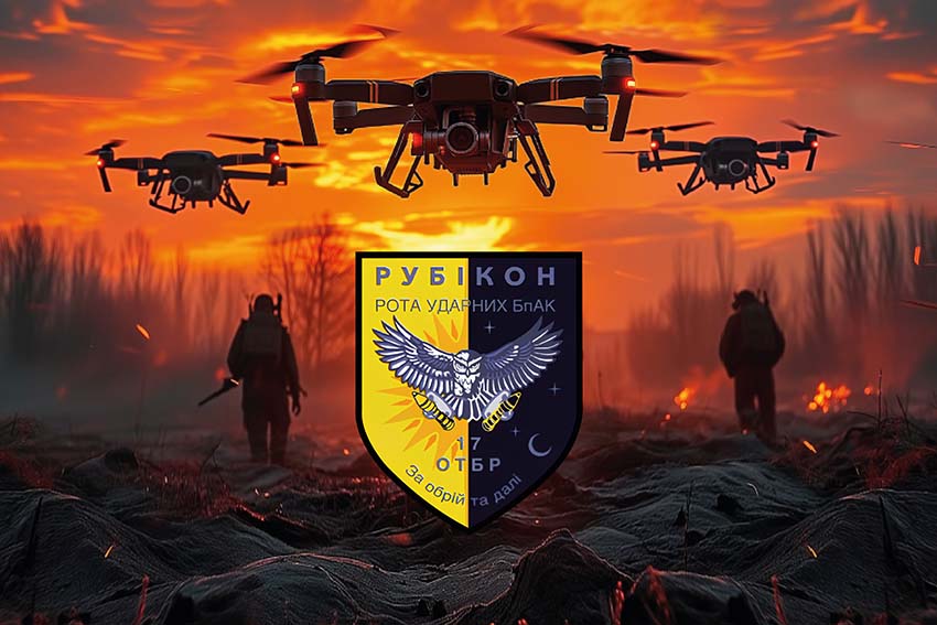 Прапор роти ударних БПЛА «Рубікон» 17 ОТБр імені Костянтина Пестушка ЗСУ дрони