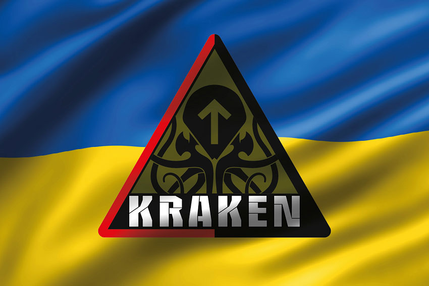 Прапор Спецпідрозділу «Kraken» ЗСУ 3D синьо-жовтий