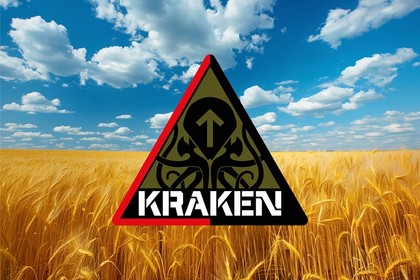 Прапор Спецпідрозділу «Kraken» ЗСУ пшеничне поле