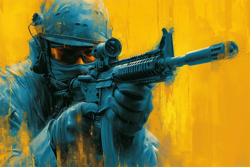 Прапор «Воїн у бою» синьо-жовтий