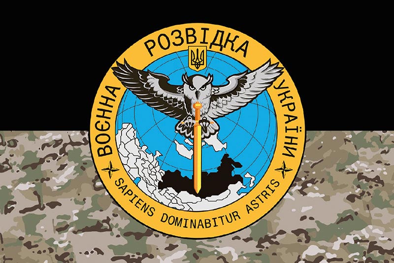 Прапор Воєнної розвідки України камуфляж-чорний
