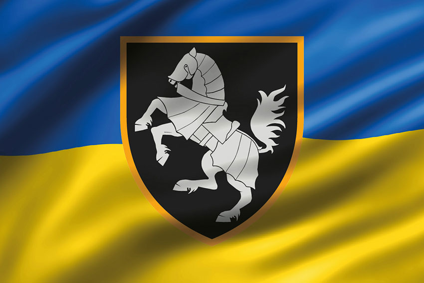 Прапор 1 ОТБр Сіверської ЗСУ 3D синьо-жовтий