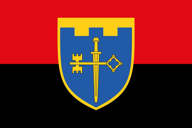 Прапор ЗСУ 105 ОБрТрО (окрема бригада територіальної оборони) червоно-чорний