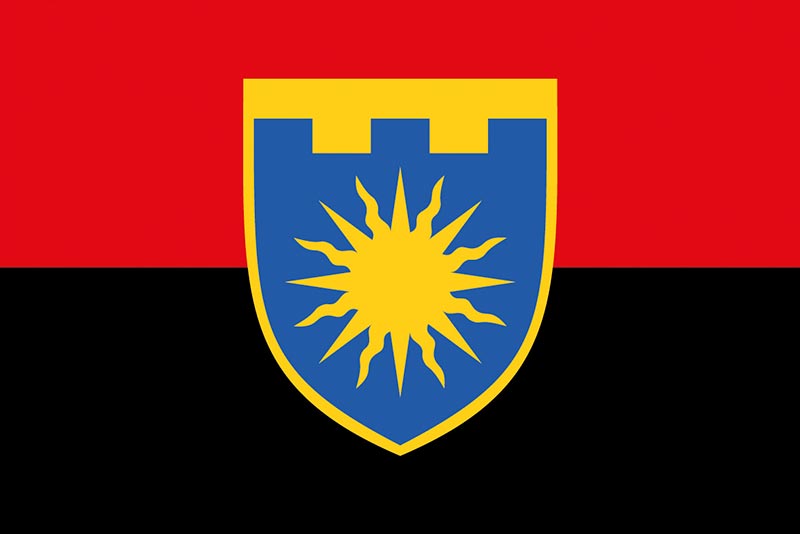 Прапор ЗСУ 106 ОБрТрО (окрема бригада територіальної оборони) червоно-чорний