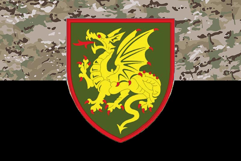 Прапор ЗСУ 107 Кременчуцької РеАБр (реактивної артилерійської бригади) камуфляж-чорний