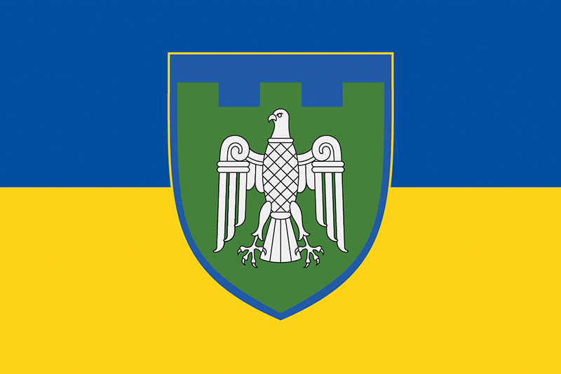 Прапор ЗСУ 107 ОБрТрО (окрема бригада територіальної оборони) синьо-жовтий