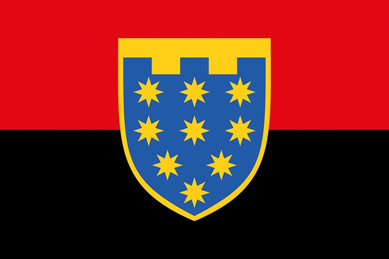 Прапор ЗСУ 108 ОБрТрО (окрема бригада територіальної оборони) червоно-чорний