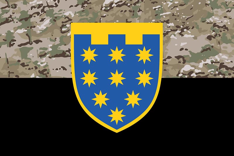 Прапор ЗСУ 108 ОБрТрО (окрема бригада територіальної оборони) камуфляж-чорний