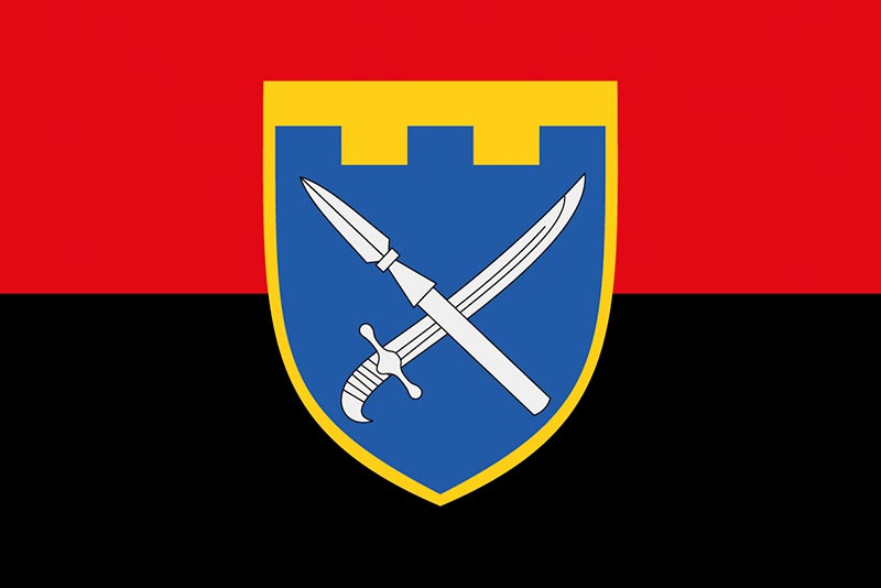 Прапор ЗСУ 109 ОБрТрО (окрема бригада територіальної оборони) червоно-чорний