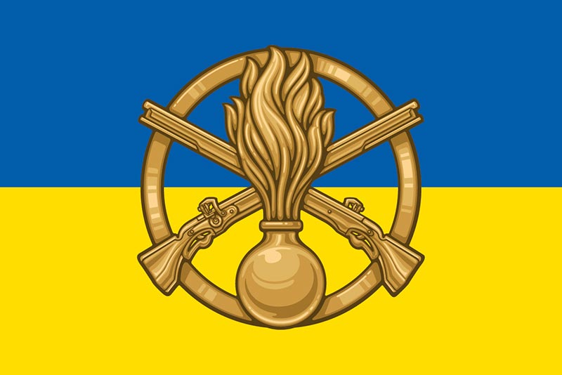 Прапор ЗСУ 11 ОМПБр (окремої мотопіхотної бригади) синьо-жовтий