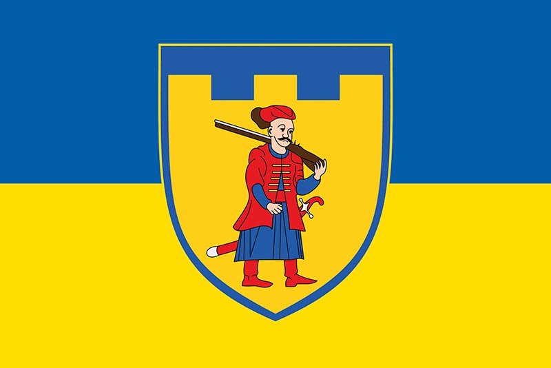 Прапор ЗСУ 110 ОБрТрО (окрема бригада територіальної оборони) синьо-жовтий