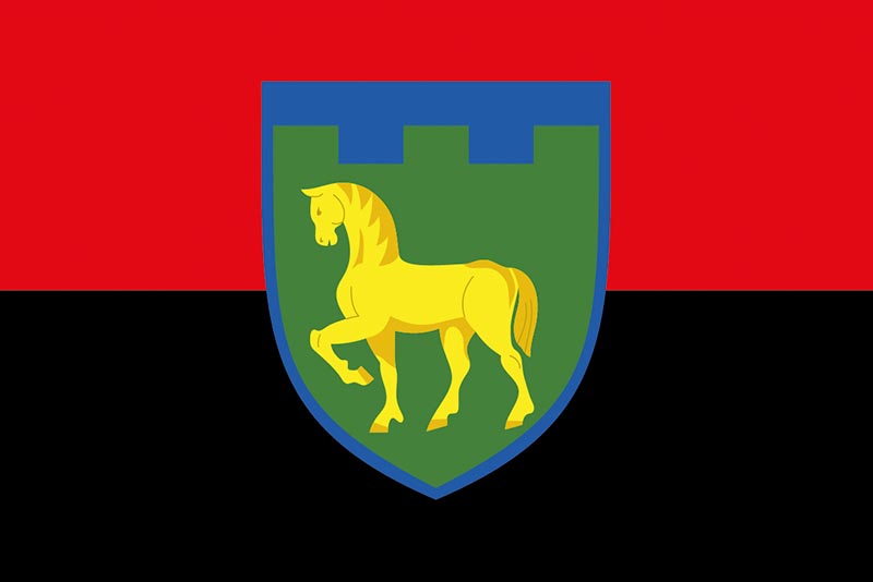 Прапор ЗСУ 111 ОБрТрО (окрема бригада територіальної оборони) червоно-чорний